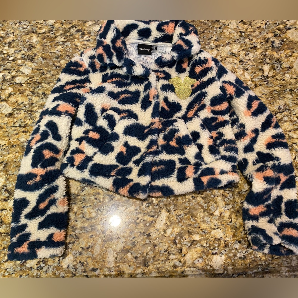 Girls XS Disney Minnie Mouse Leopard Fleece Jacket